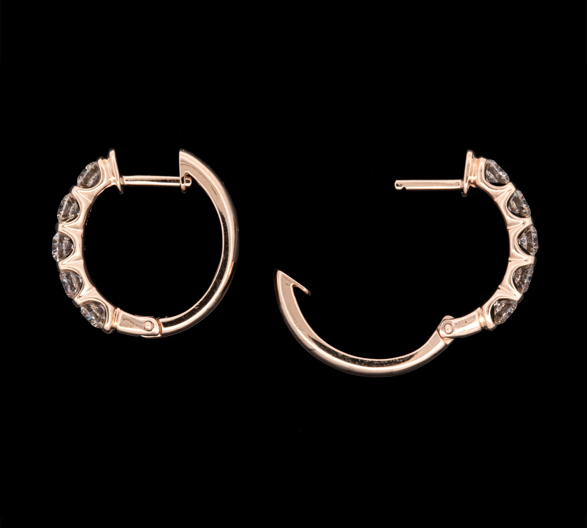 14K Yellow Gold 2.00ctw Bar Set Hoop Earrings 20mm