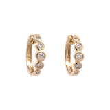 14K Yellow Gold Diamond Bezel Set Hoop Earrings