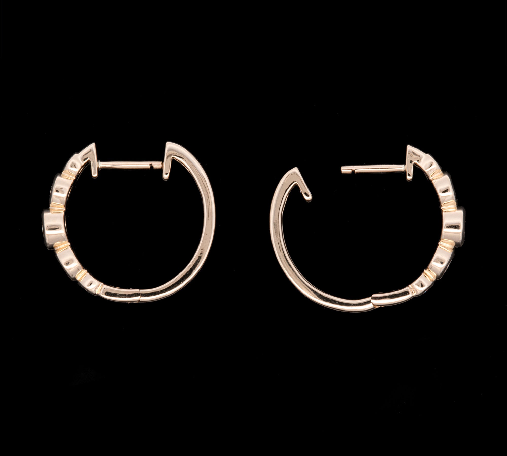14K Yellow Gold Diamond Bezel Set Hoop Earrings