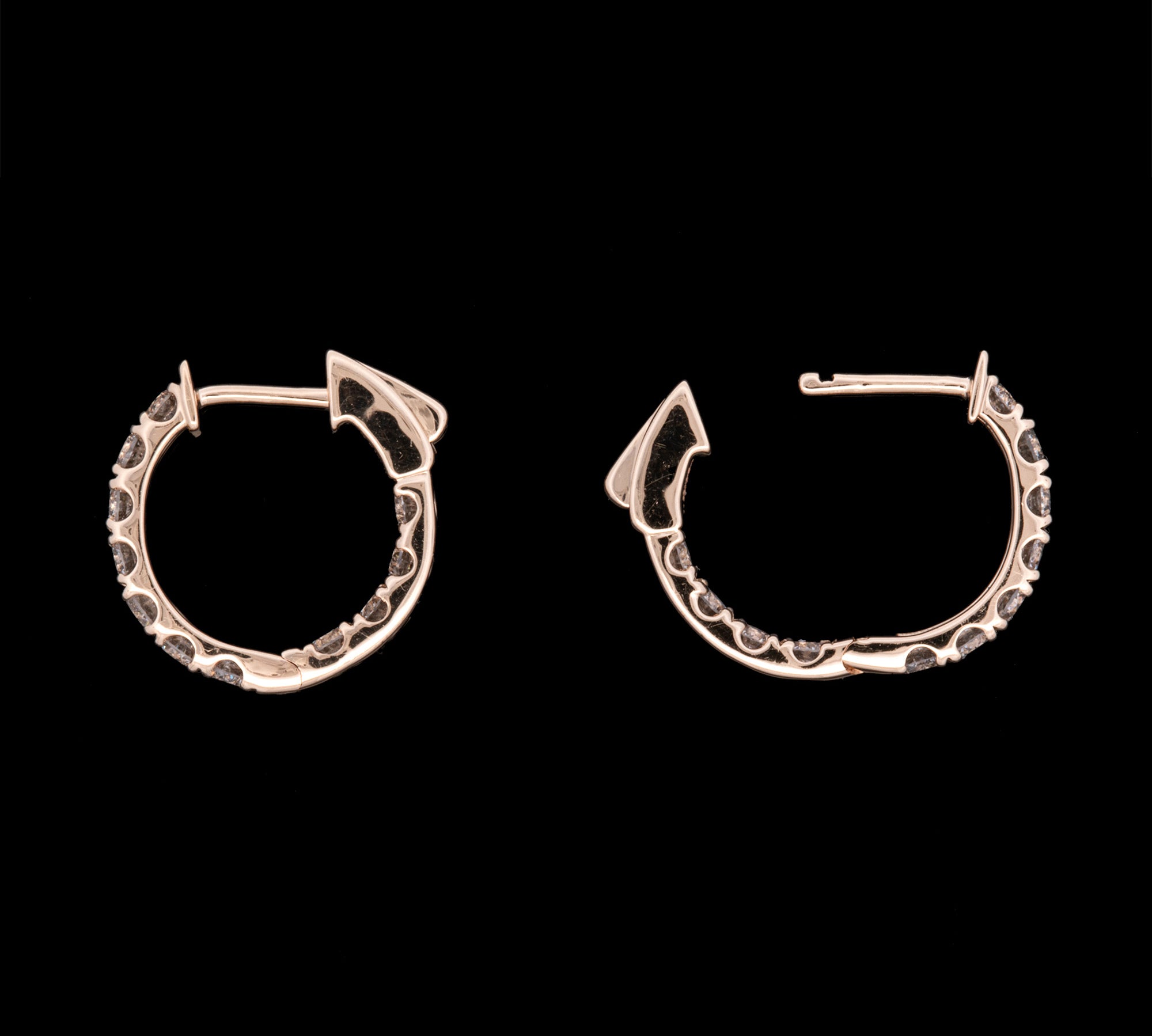 14K Yellow Gold 16mm Inside Out Diamond Huggie Earrings
