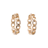 14K Yellow Gold 22mm Chain Link Diamond Hoop Earrings