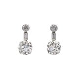 Platinum Art Deco Diamond Drop Earrings.