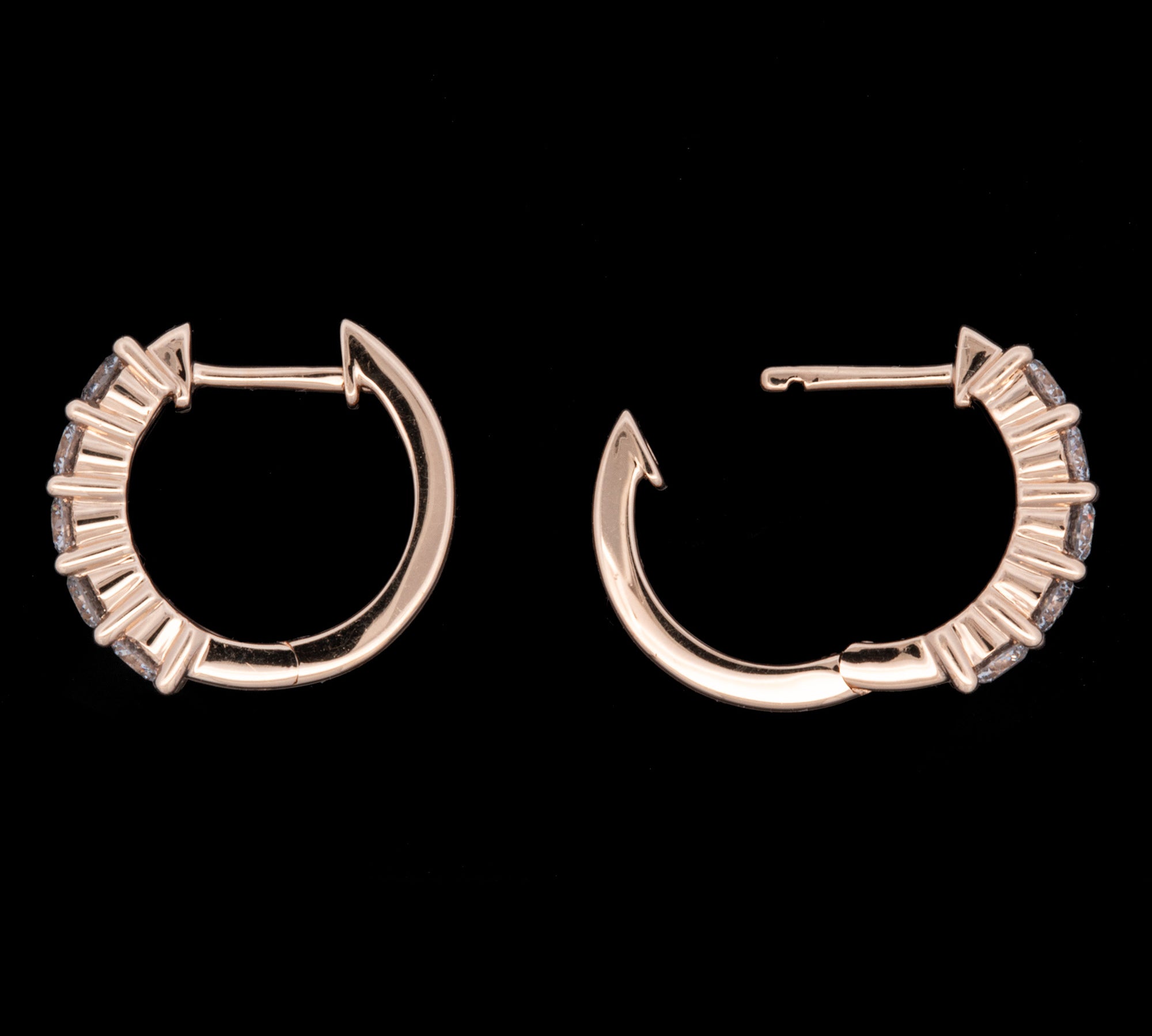 14K Yellow Gold Prong Set 1.00ctw Diamond Huggie Earrings, 15mm
