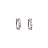 14K White Gold Prong Set 0.50ctw Diamond Huggie Earrings, 12mm