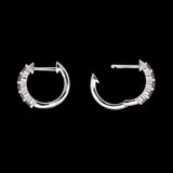 14K White Gold Prong Set 0.50ctw Diamond Huggie Earrings, 12mm