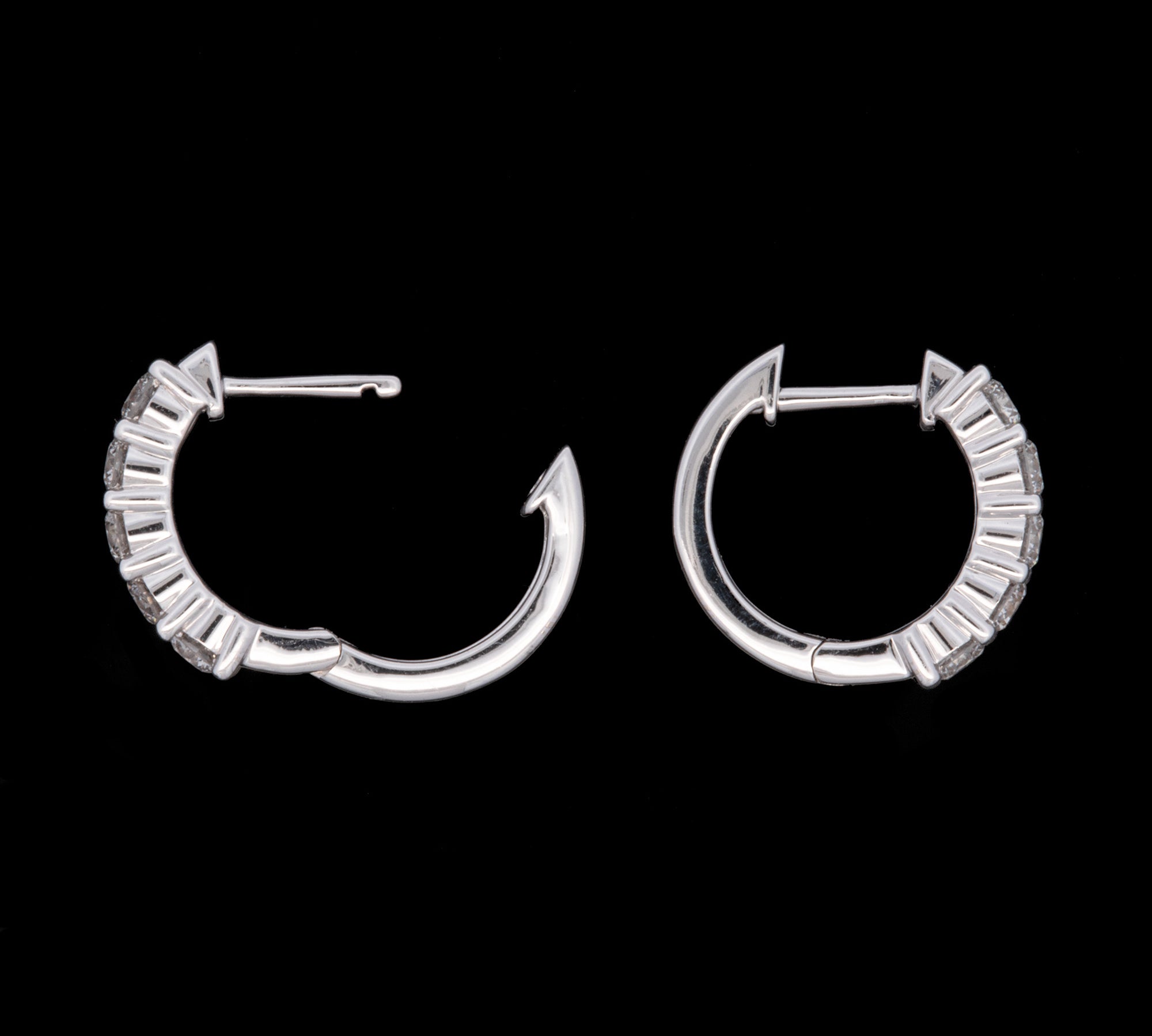 14K White Gold 1.00ctw Prong Set Diamond Hoop Earrings, 15mm