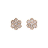 14K Yellow Gold Diamond Cluster Flower Stud Earrings