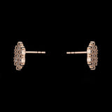 14K Yellow Gold Diamond Cluster Flower Stud Earrings