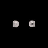 14K White Gold Diamond Halo Stud Earrings With Screw Backs