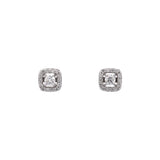 14K White Gold Diamond Halo Stud Earrings