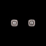 14K White Gold Diamond Halo Stud Earrings
