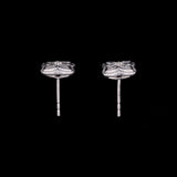 14K White Gold Diamond Clover Stud Earrings
