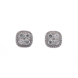 14K White Gold Diamond Cluster Stud Earrings