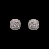 14K White Gold Diamond Cluster Stud Earrings