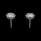 14K White Gold Diamond Cluster Stud Earrings