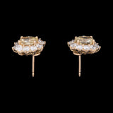18K Yellow Gold Fancy Yellow Oval Diamond Stud Earrings With Diamond Halos