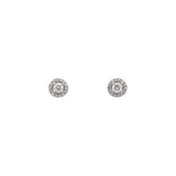 14K White Gold Diamond Halo Stud Earrings