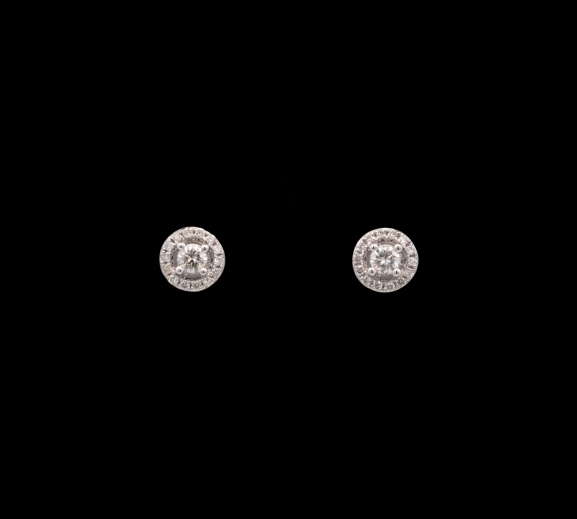 14K White Gold Diamond Halo Stud Earrings