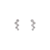 14K White Gold Off Set Bezel Set Diamond Stud Earrings