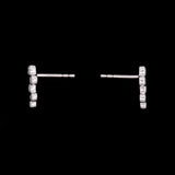 14K White Gold Off Set Bezel Set Diamond Stud Earrings
