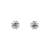 Platinum And 18K Yellow Gold Diamond Filigree Basket Stud Earrings With Screw Backs
