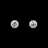 Platinum And 18K Yellow Gold Diamond Filigree Basket Stud Earrings With Screw Backs