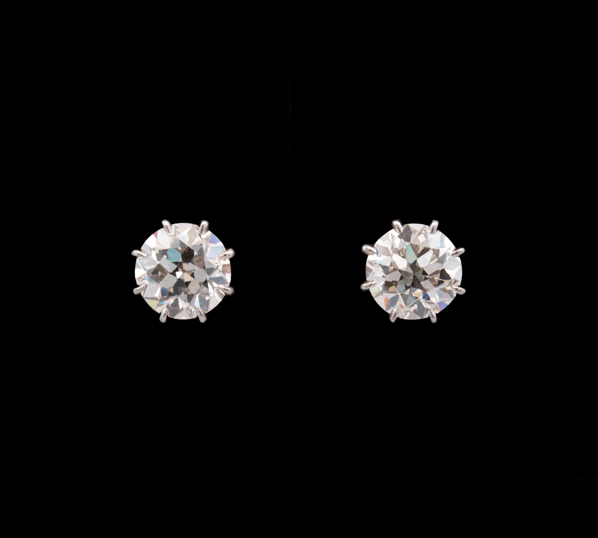 Platinum And 18K Yellow Gold Diamond Filigree Basket Stud Earrings With Screw Backs