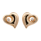 14K Yellow Gold Diamond Open Heart Earrings