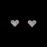 Platinum Diamond Heart Shaped Stud Earrings