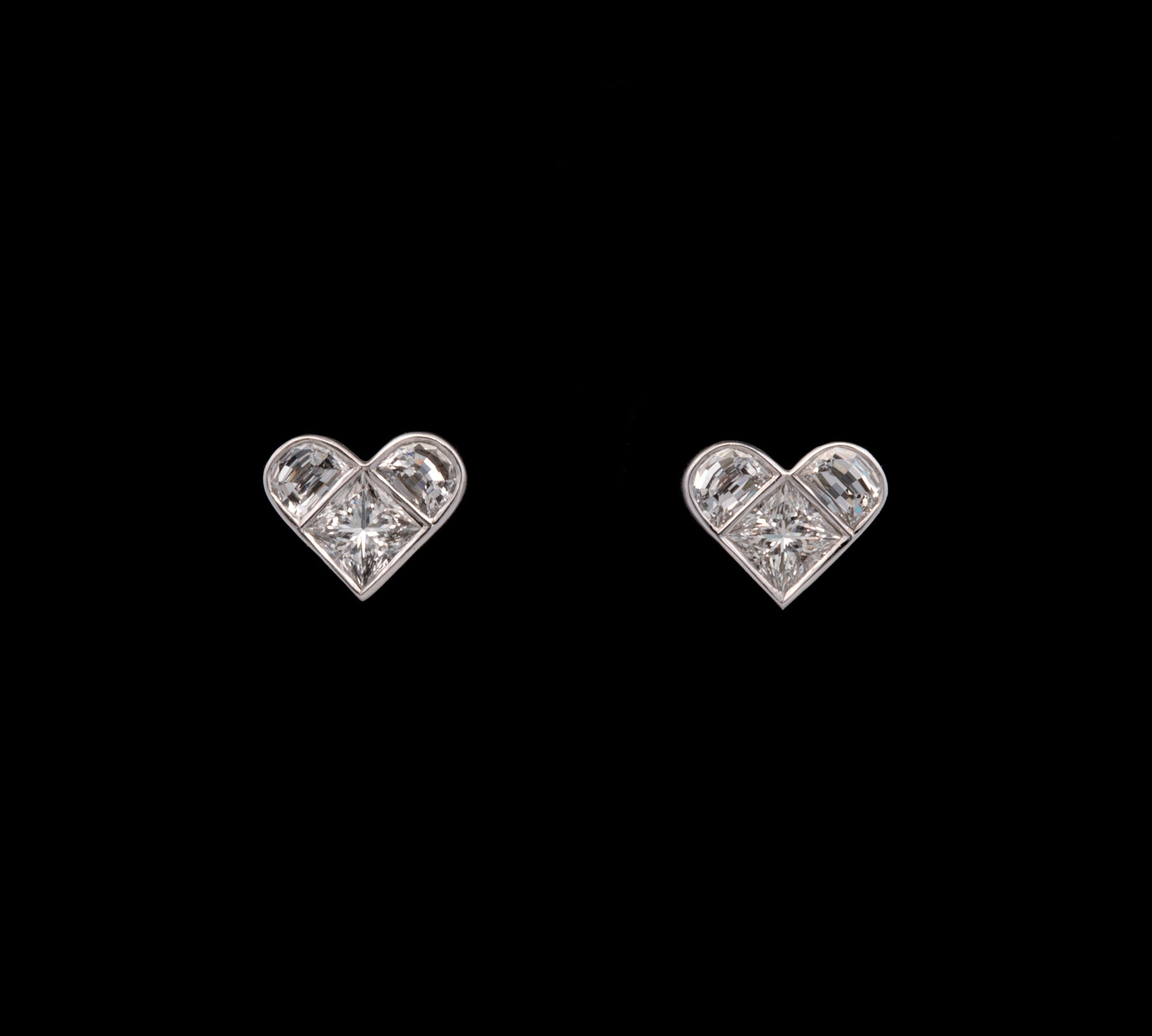 Platinum Diamond Heart Shaped Stud Earrings