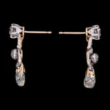 Platinum And 18K Yellow Gold Edwardian Diamond Scroll Briolette Drop Earrings