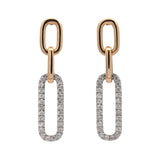 14K White And Yellow Gold Pave Diamond Paperclip Link Drop Earrings