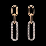 14K White And Yellow Gold Pave Diamond Paperclip Link Drop Earrings