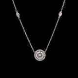 14K And 18K White Gold Diamond Halo Pendant With 14K White Gold Diamond Chain