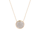 14K Yellow Gold Pave Diamond Disc Pendant