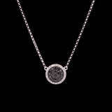 14K White Gold Black And White Diamond Necklace, 16 Inches