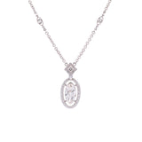 14K White Gold Marquise Diamond Halo Necklace, 16 Inches