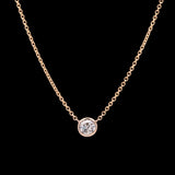 Custom 14K Yellow Gold Bezel Set 0.54ctw Diamond Solitaire Necklace, 18 Inches
