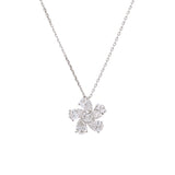 14K White Gold Diamond Flower Pendant With 16 Inch Chain