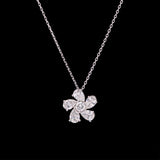 14K White Gold Diamond Flower Pendant With 16 Inch Chain