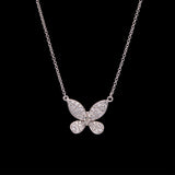 18K White Gold Diamond Butterfly Necklace