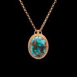 24K And 18K Yellow Gold Turquoise and Diamond Necklace, 22 Inches