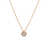 14K Yellow Gold Illusion Bezel Set Diamond Pendant With 18 Inch Chain