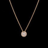 14K Yellow Gold Illusion Bezel Set Diamond Pendant With 18 Inch Chain