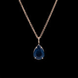 14K Yellow Gold Pear Shape Sapphire Pendant With 18 Inch Chain