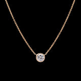 18K Yellow Gold Bezel Set 0.40ctw Diamond Necklace, 18 Inches