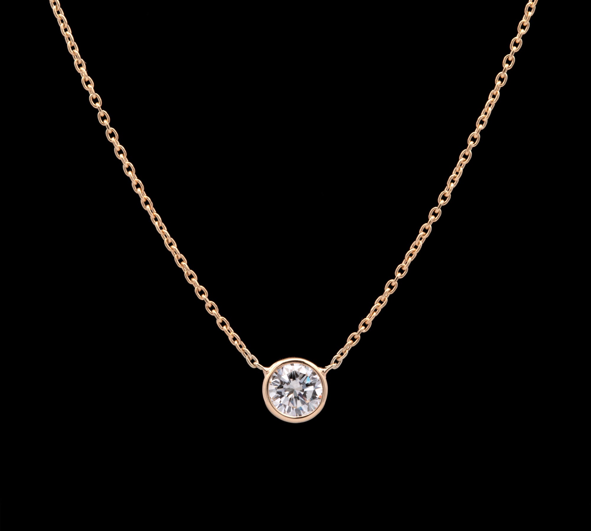 18K Yellow Gold Bezel Set 0.40ctw Diamond Necklace, 18 Inches