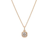 18K Yellow Gold Eight Prong Collet Set Old Mine Cut Diamond Pendant With 18 Inch Cable Chain