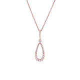 14K Rose Gold Tear Drop Diamond Pendant With 18 Inch Chain