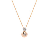 14K Yellow And White Gold Bezel Set Double Diamond Pendant With 18 Inch Chain